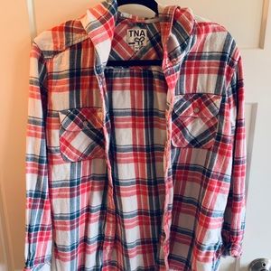 TNA flannel plaid with hood